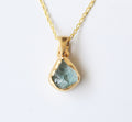 Raw Aquamarine Necklace: Sterling Silver Crystal Pendant
