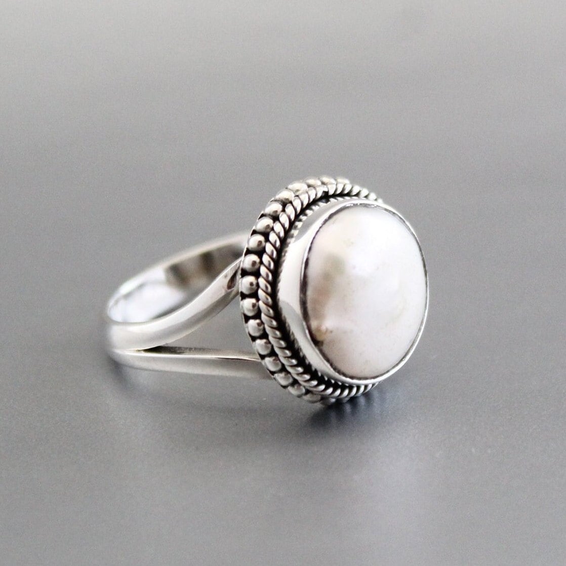 Vintage Pearl Ping, Statement Ring, Engagement Ring, Freshwater Pearl Ring, June Birthstone, Mother's Day Gift For Her, pearlrings