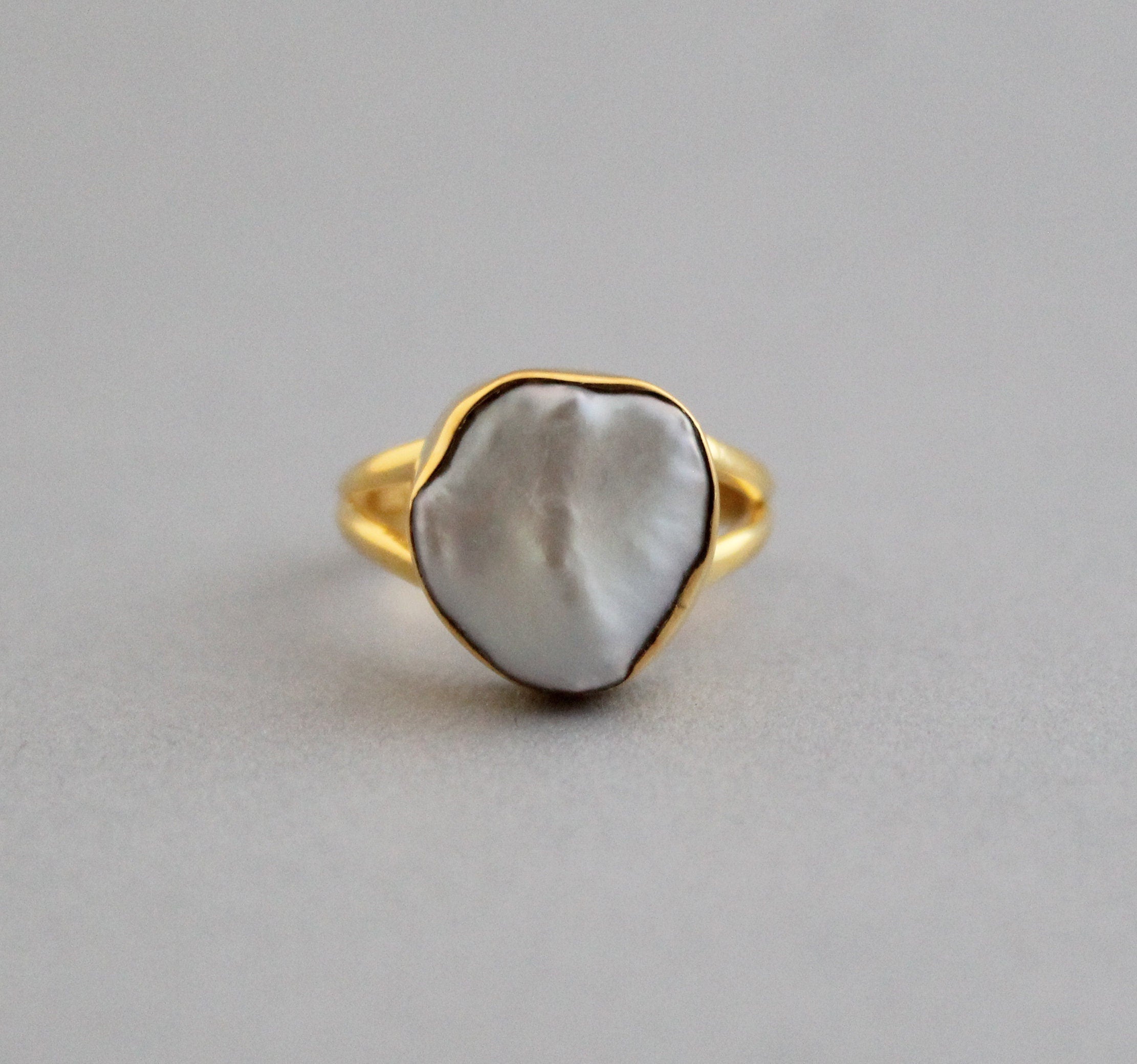 Handmade Natural Keshi Pearl Ring, 14K Gold, Sterling Silver, Boho Jewelry, June Birthstone, pearlring, gold ring for pearl