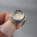 Clear Crystal Ring, Moon Face Ring, Sterling Silver Rings for Women, Celestial Jewelry, Boho Bohemian Jewelry, Gift for Mom, Gift for Wife