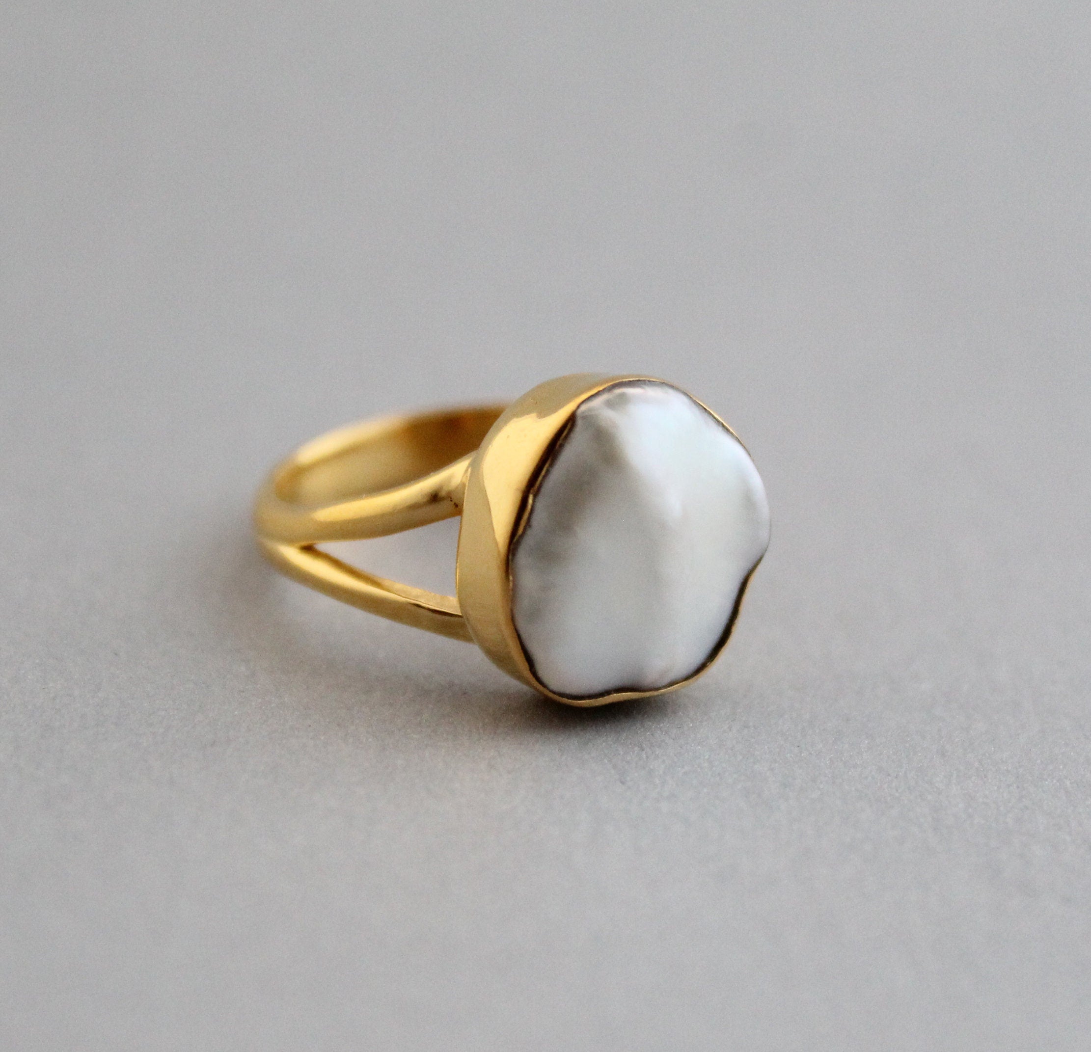 Handmade Natural Keshi Pearl Ring, 14K Gold, Sterling Silver, Boho Jewelry, June Birthstone, pearlring, gold ring for pearl