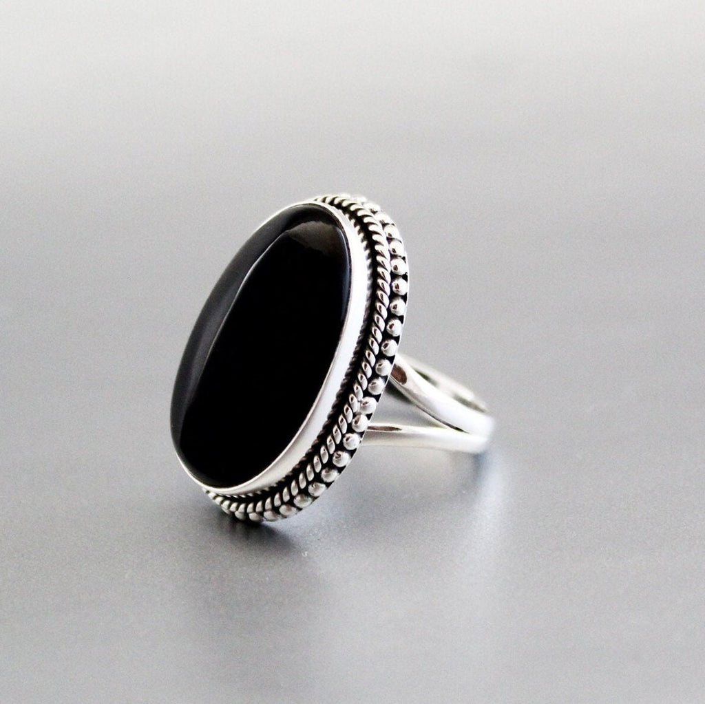 Black Onyx Ring, 925 Sterling Silver Statement Ring, handmade Bohemian Ring, Healing gemstone ring, Bridesmaid gift, Vintage Style