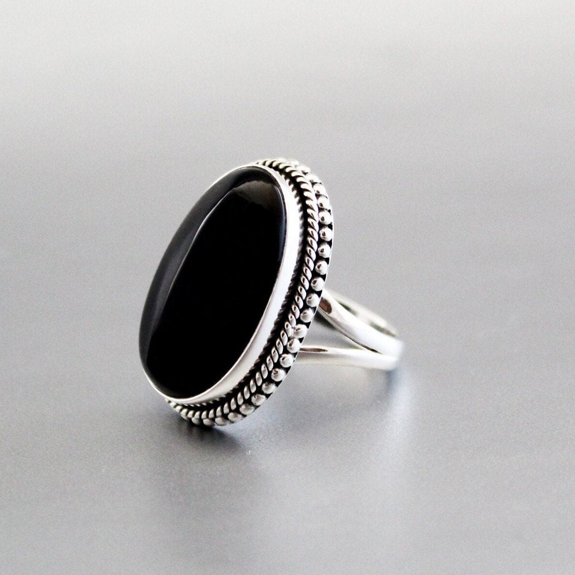 Black Onyx Ring, 925 Sterling Silver Statement Ring, handmade Bohemian Ring, Healing gemstone ring, Bridesmaid gift, Vintage Style