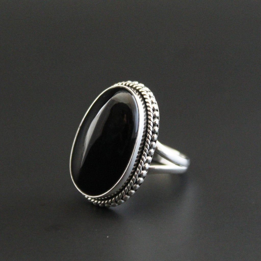 Black Onyx Ring, 925 Sterling Silver Statement Ring, handmade Bohemian Ring, Healing gemstone ring, Bridesmaid gift, Vintage Style