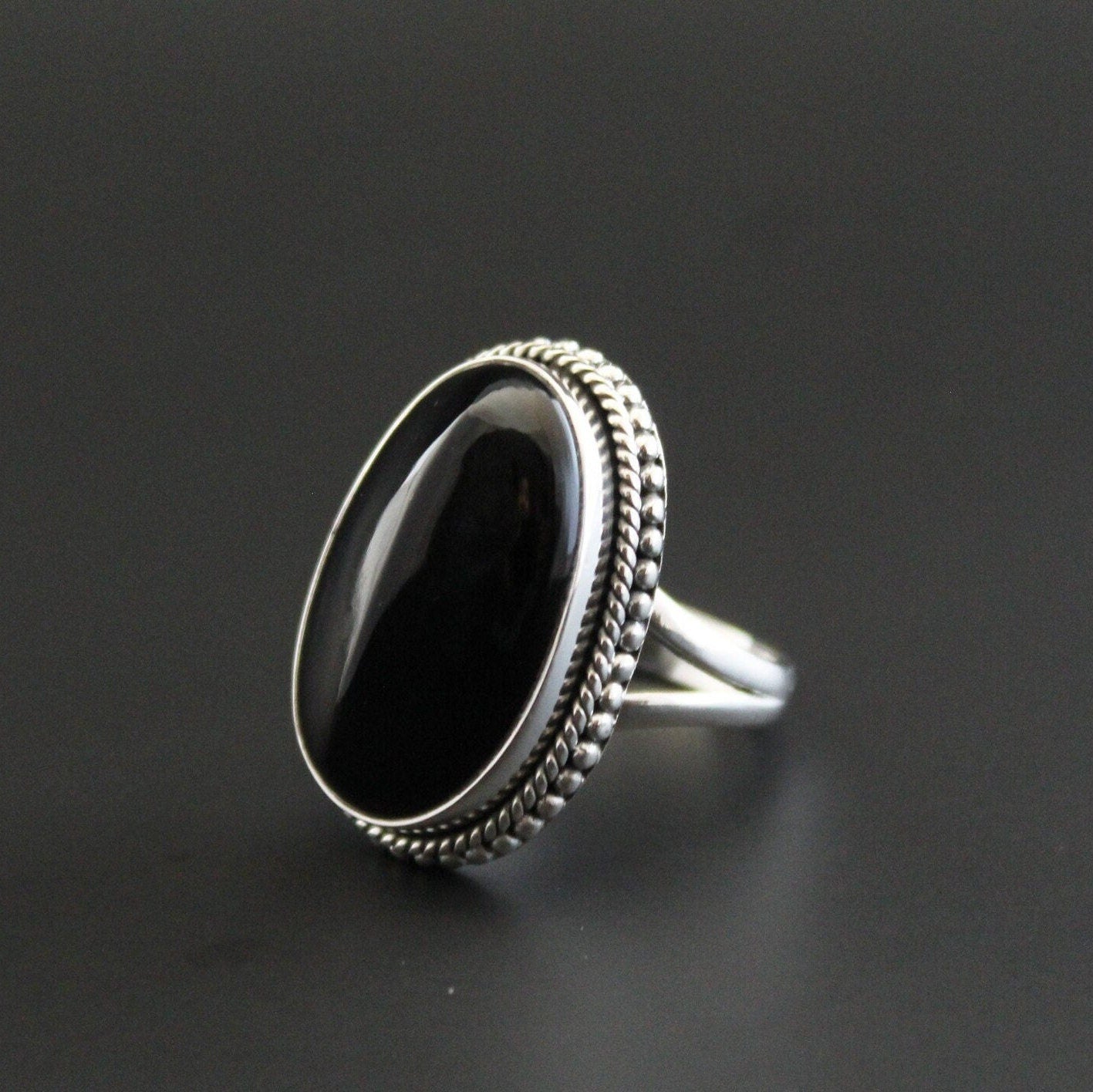 Black Onyx Ring, 925 Sterling Silver Statement Ring, handmade Bohemian Ring, Healing gemstone ring, Bridesmaid gift, Vintage Style