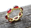 Natural Garnet Ring, 18k Gold Vermiel Sterling Silver Band, January Birthstone, Nature Inspire Ring, Anniversary Gift,