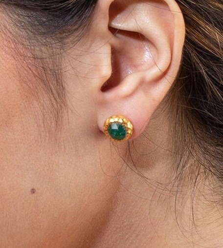 Aventurine Stud Earrings, Birthday Gifts, Small Earrings, Minimalist Studs, Dainty Gold Studs, Gift for Mom, Bridesmaid Gifts, Gift for Mom
