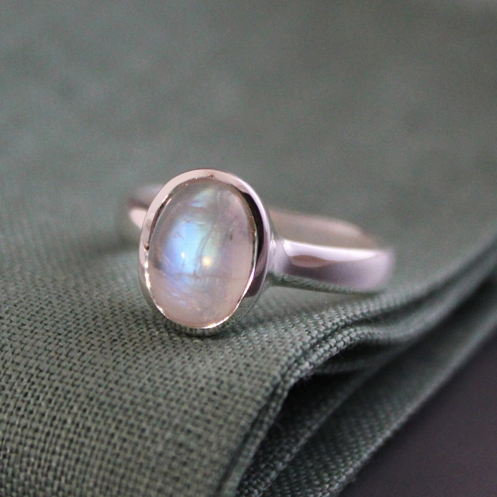Rainbow Moonstone Ring, moonstonering, Handmade Sterling Silver June Birthstone, Unique Jewelry, Gemstone Jewelry, Gift for Mom