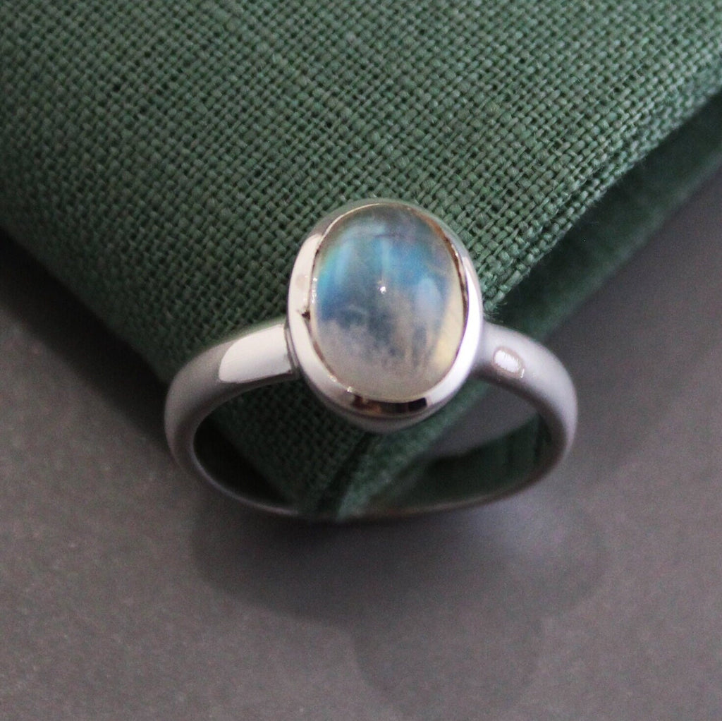 Rainbow Moonstone Ring, moonstonering, Handmade Sterling Silver June Birthstone, Unique Jewelry, Gemstone Jewelry, Gift for Mom