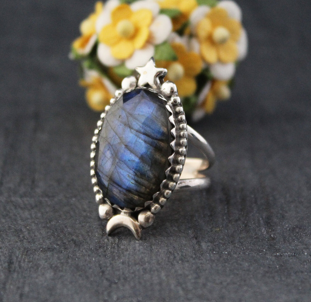 Natural Labradorite Ring, 925 Sterling Silver Ring, Unique Labradorite Ring, Birthstone Jewelry, Unique Ring, Rings for Gift