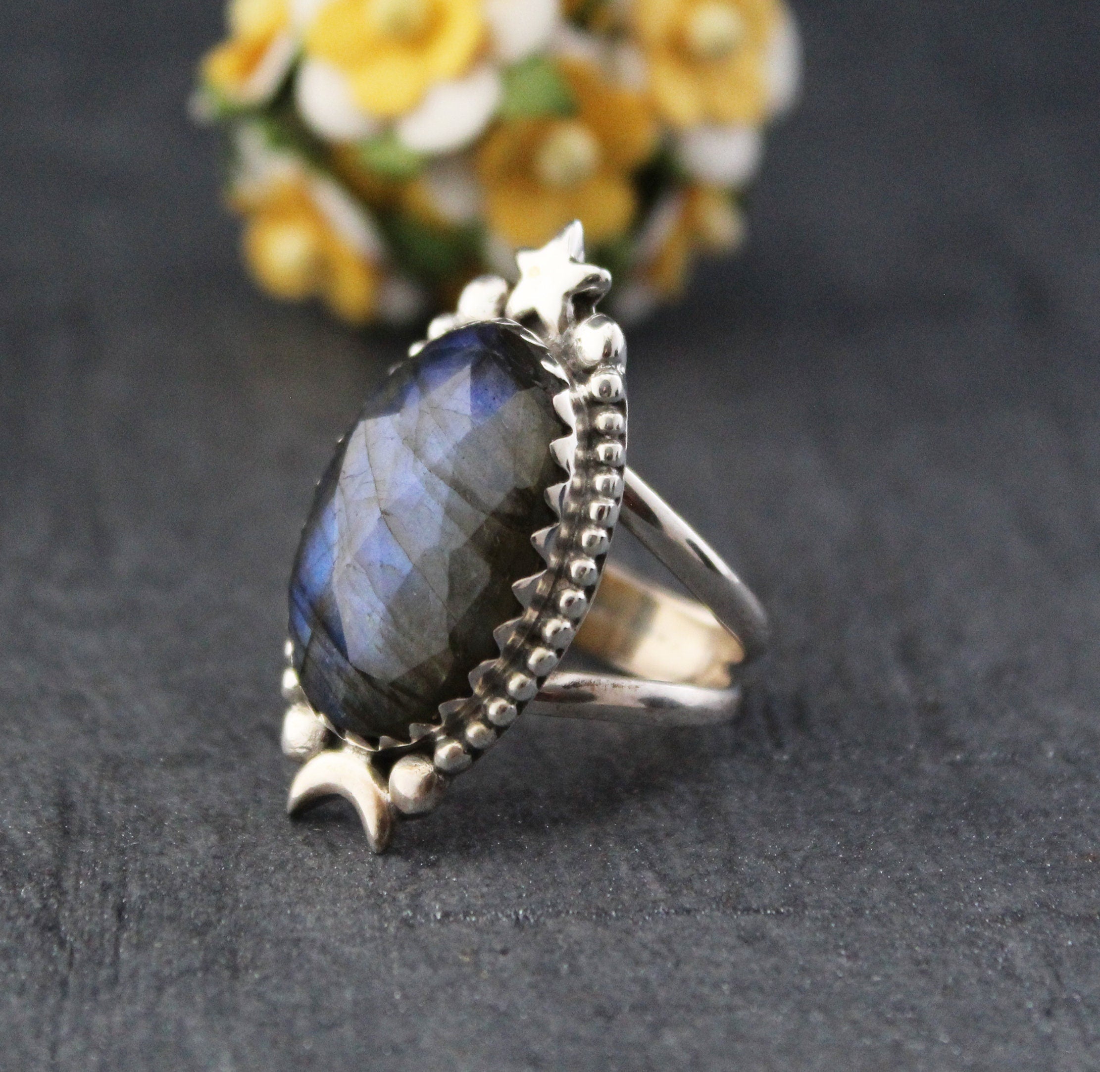 Natural Labradorite Ring, 925 Sterling Silver Ring, Unique Labradorite Ring, Birthstone Jewelry, Unique Ring, Rings for Gift