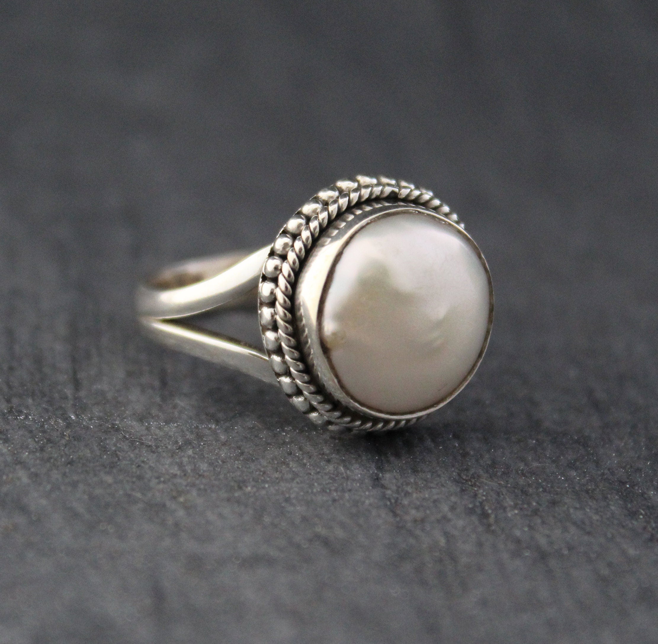 Vintage Pearl Ping, Statement Ring, Engagement Ring, Freshwater Pearl Ring, June Birthstone, Mother's Day Gift For Her, pearlrings