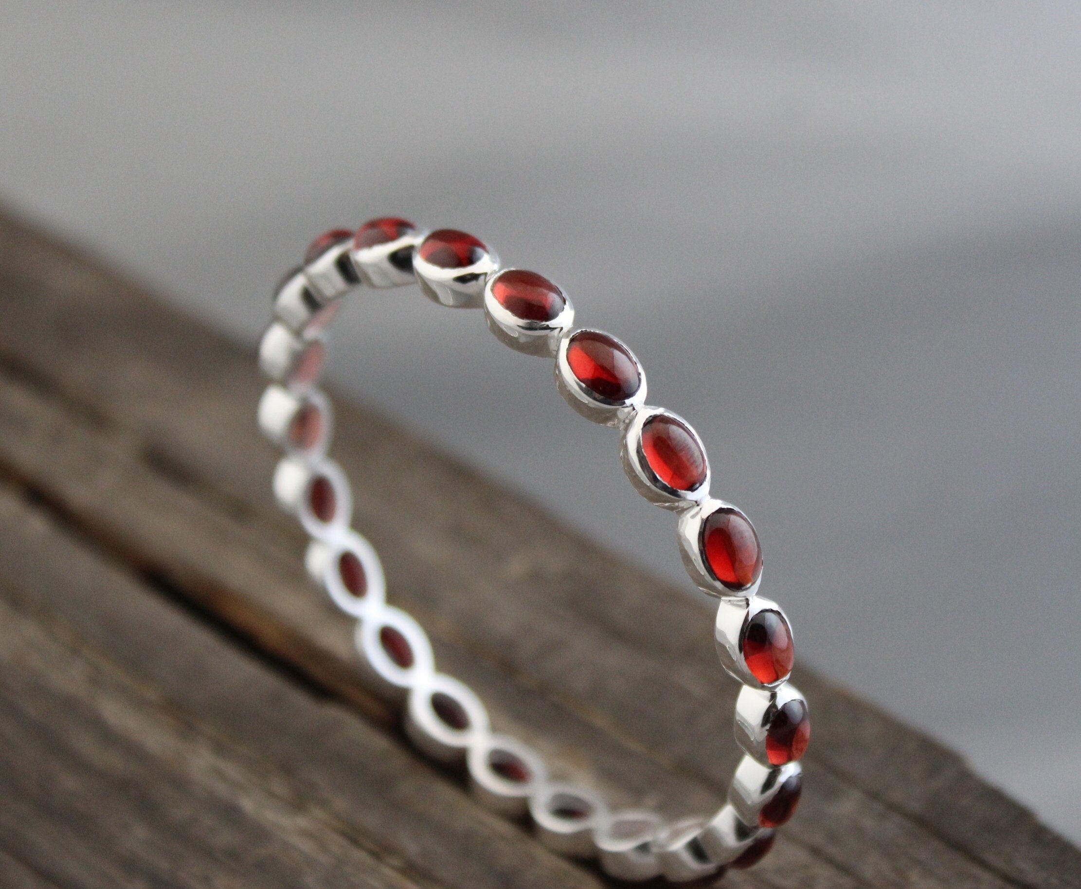 Garnet Bracelet, Sterling Silver, January Birthstone, Gift For Her, Healing Crystal Jewelry, Birthday Gift