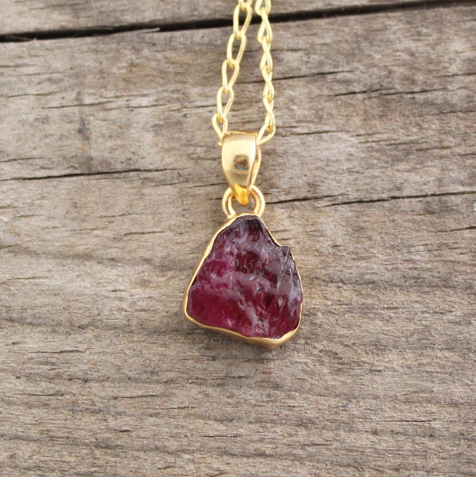Raw Tourmaline Necklace, Pink Tourmaline Pendant, Dainty Gold Necklace, Simple Necklace, Raw Crystal Necklace, Birthstone Necklaces