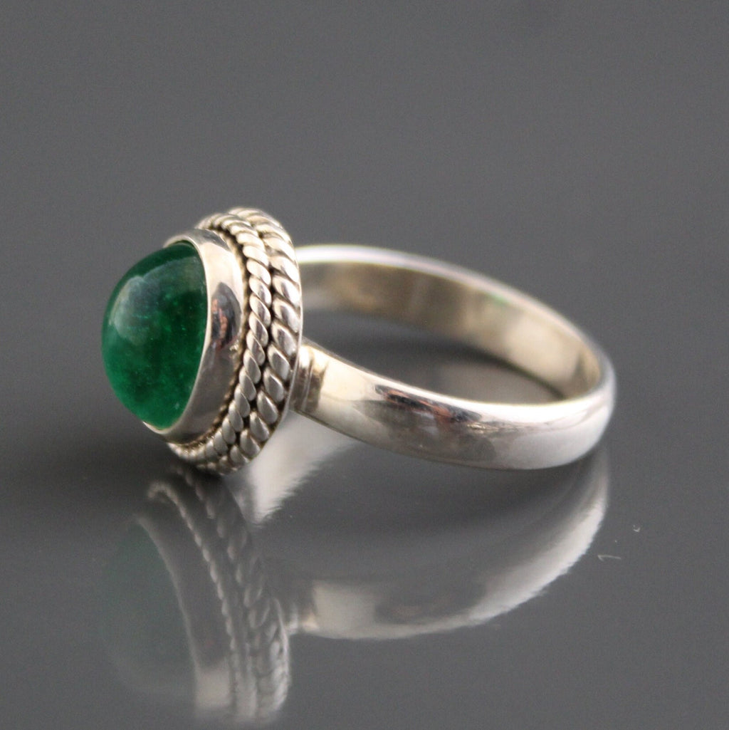 Emerald Ring, 925 Sterling Silver Rings, May Birthstone Jewelry, Handmade Vintage Jewelry, Birthstone Ring, Dainty Ring, Stacking Ring