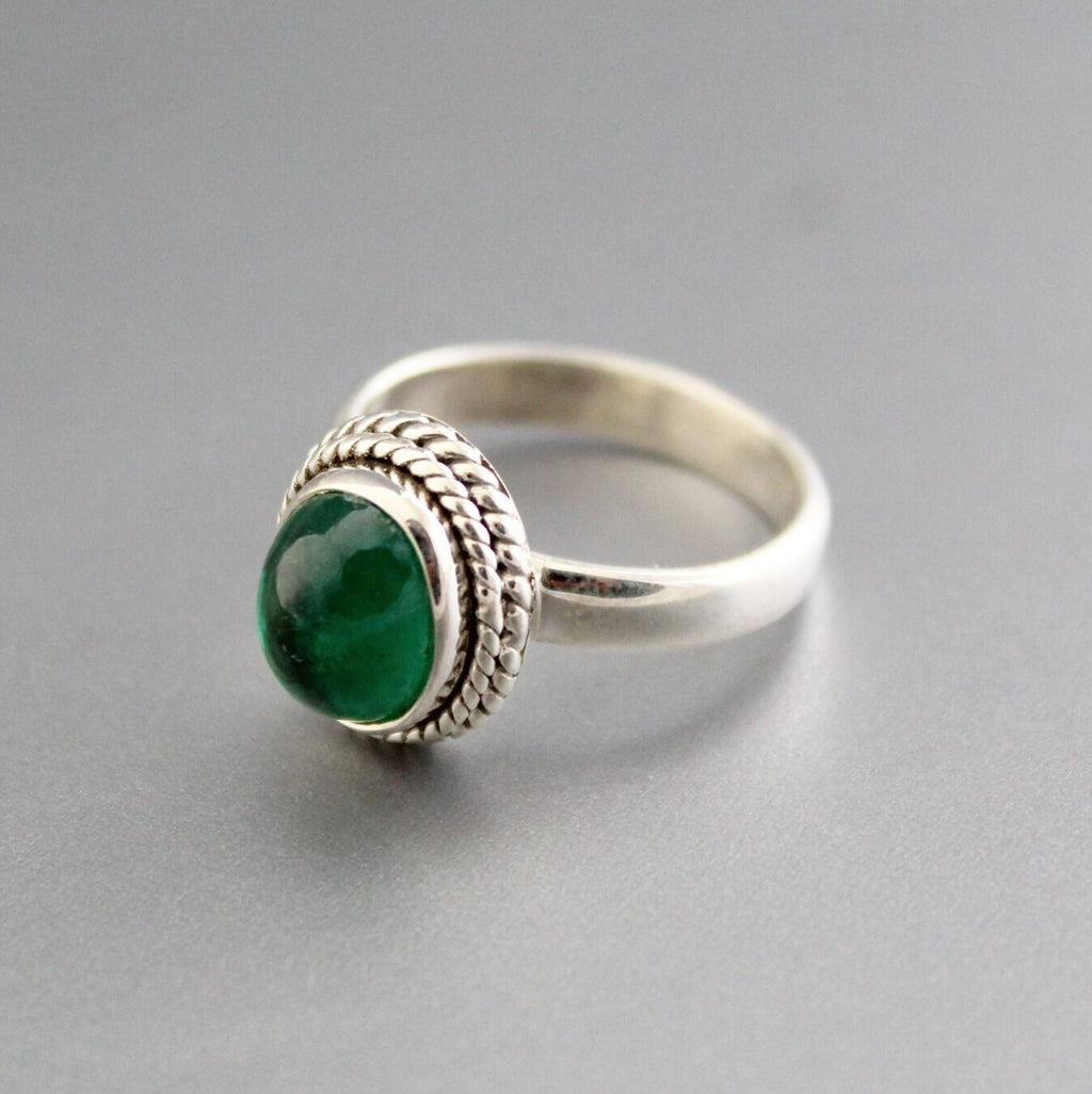 Emerald Ring, 925 Sterling Silver Rings, May Birthstone Jewelry, Handmade Vintage Jewelry, Birthstone Ring, Dainty Ring, Stacking Ring