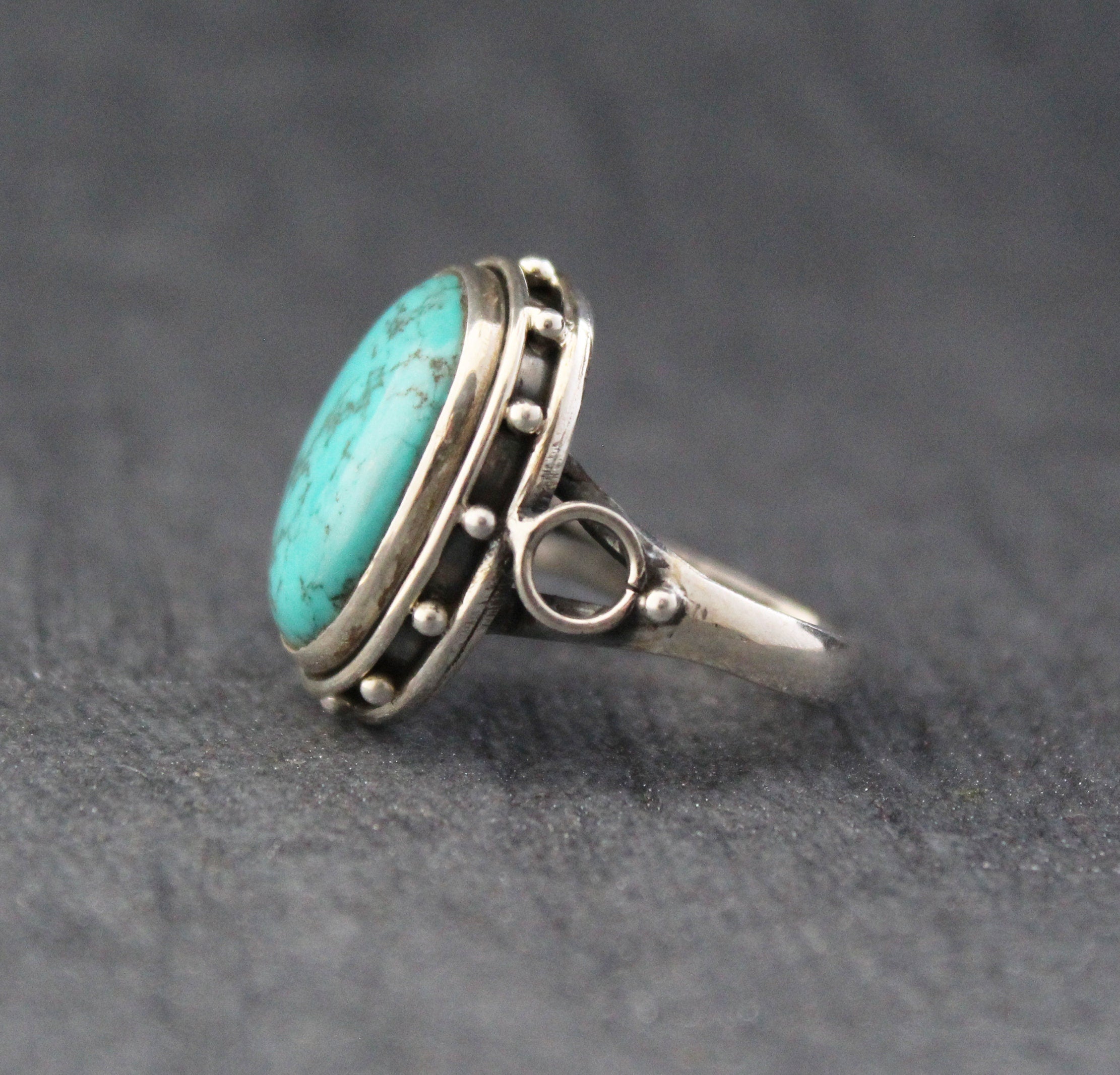 Turquoise Silver Ring, 925 Sterling Silver, Oval Turquoise Statement Ring, Handmade Boho Gemstone Ring, December Birthstone, Gift for Mom
