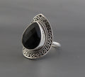 Black Onyx Ring, Sterling Silver Statement Ring, Boho Vintage Jewelry, Handmade Bold Gemstone Ring, Gift for Her, Gothic Jewelry