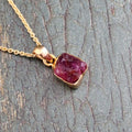Raw Tourmaline Necklace, Pink Tourmaline Pendant, Dainty Gold Necklace, Simple Necklace, Raw Crystal Necklace, Birthstone Necklaces