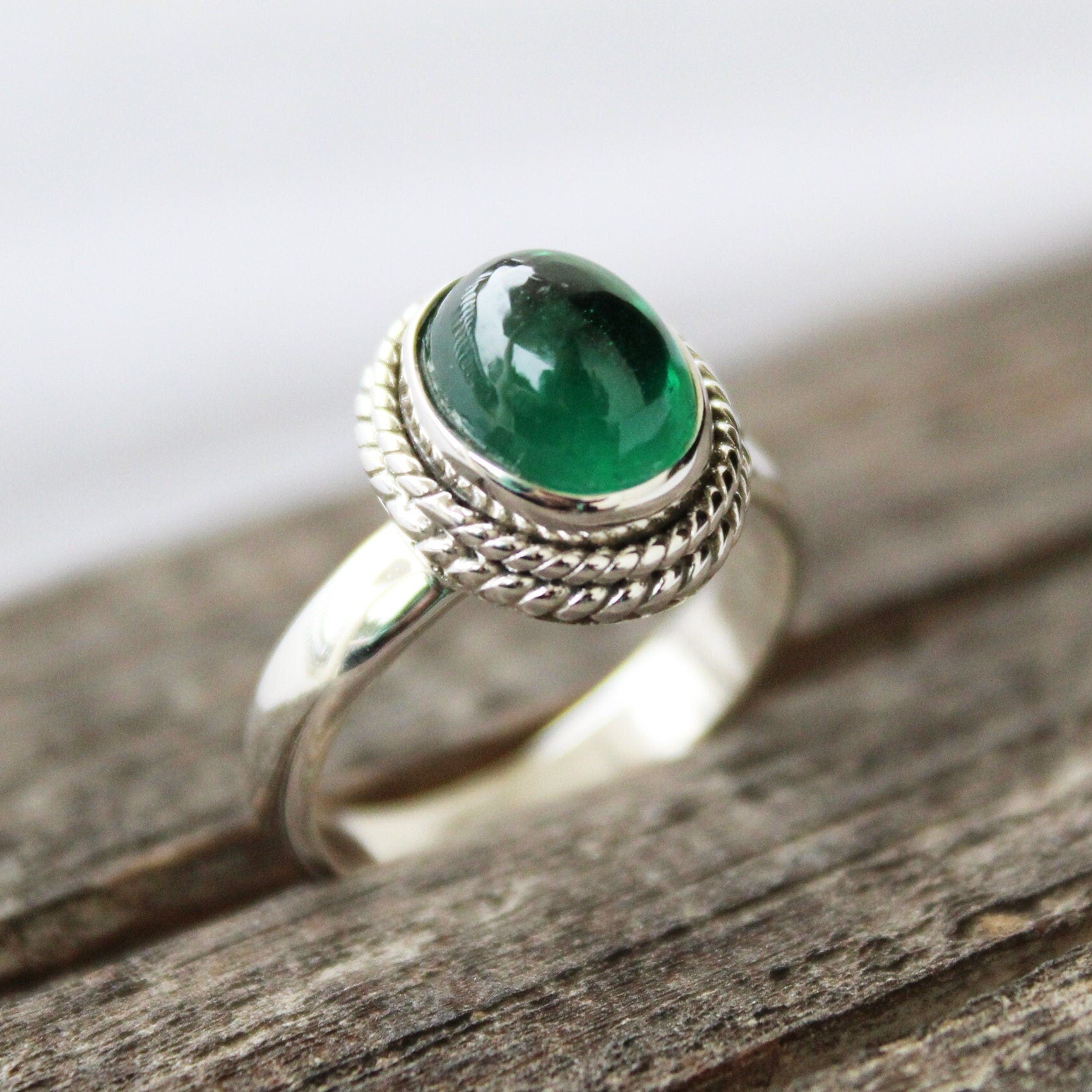 Emerald Ring, 925 Sterling Silver Rings, May Birthstone Jewelry, Handmade Vintage Jewelry, Birthstone Ring, Dainty Ring, Stacking Ring