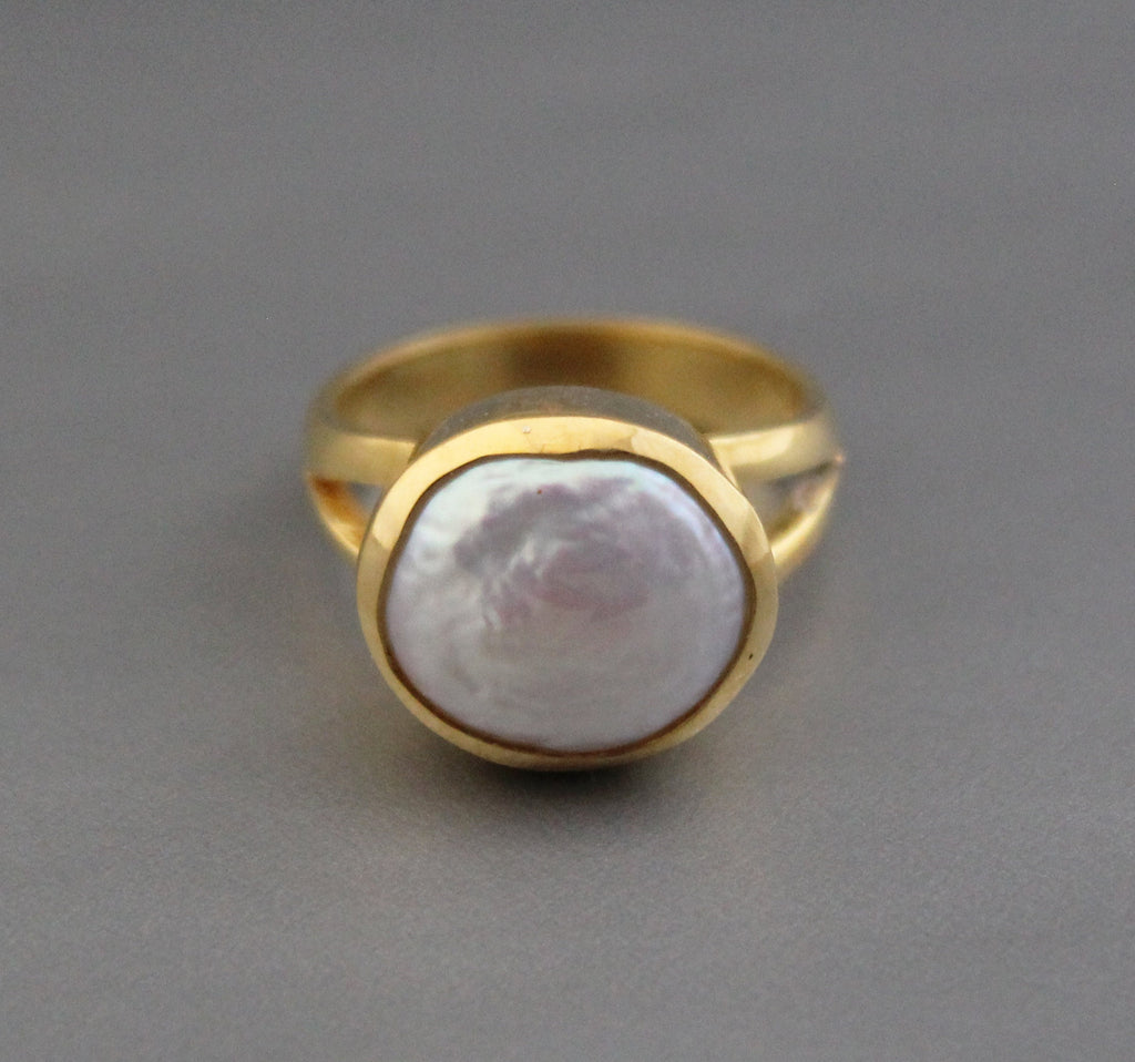 Handmade Natural Keshi Pearl Ring, 14K Gold, Sterling Silver, Boho Jewelry, June Birthstone, pearlring, gold ring for pearl