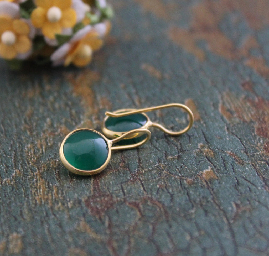 Green Onyx Earrings, Birthstone Stud Earrings, Dainty Earring, Jewelry Gift,