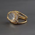 Clear Quartz Ring, Handmade 18K Gold Sterling Silver Designer Ring, Oval Gemstone, Handmade Quartz Jewelry