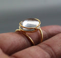 Clear Crystal Ring, 18K Gold Vermiel, Simple Delicate Ring, Modern Rings for Women, Gift for Girfriend, Handmade Jewelry, bridesmaid gift