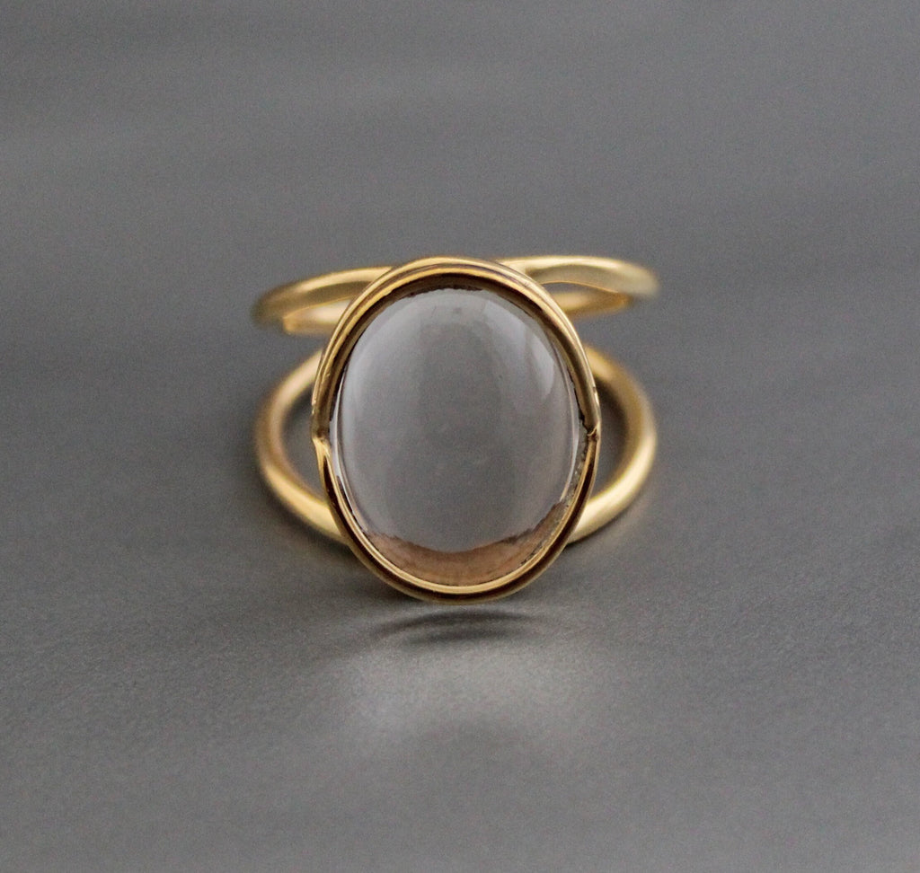 Clear Crystal Ring, 18K Gold Vermiel, Simple Delicate Ring, Modern Rings for Women, Gift for Girfriend, Handmade Jewelry, bridesmaid gift