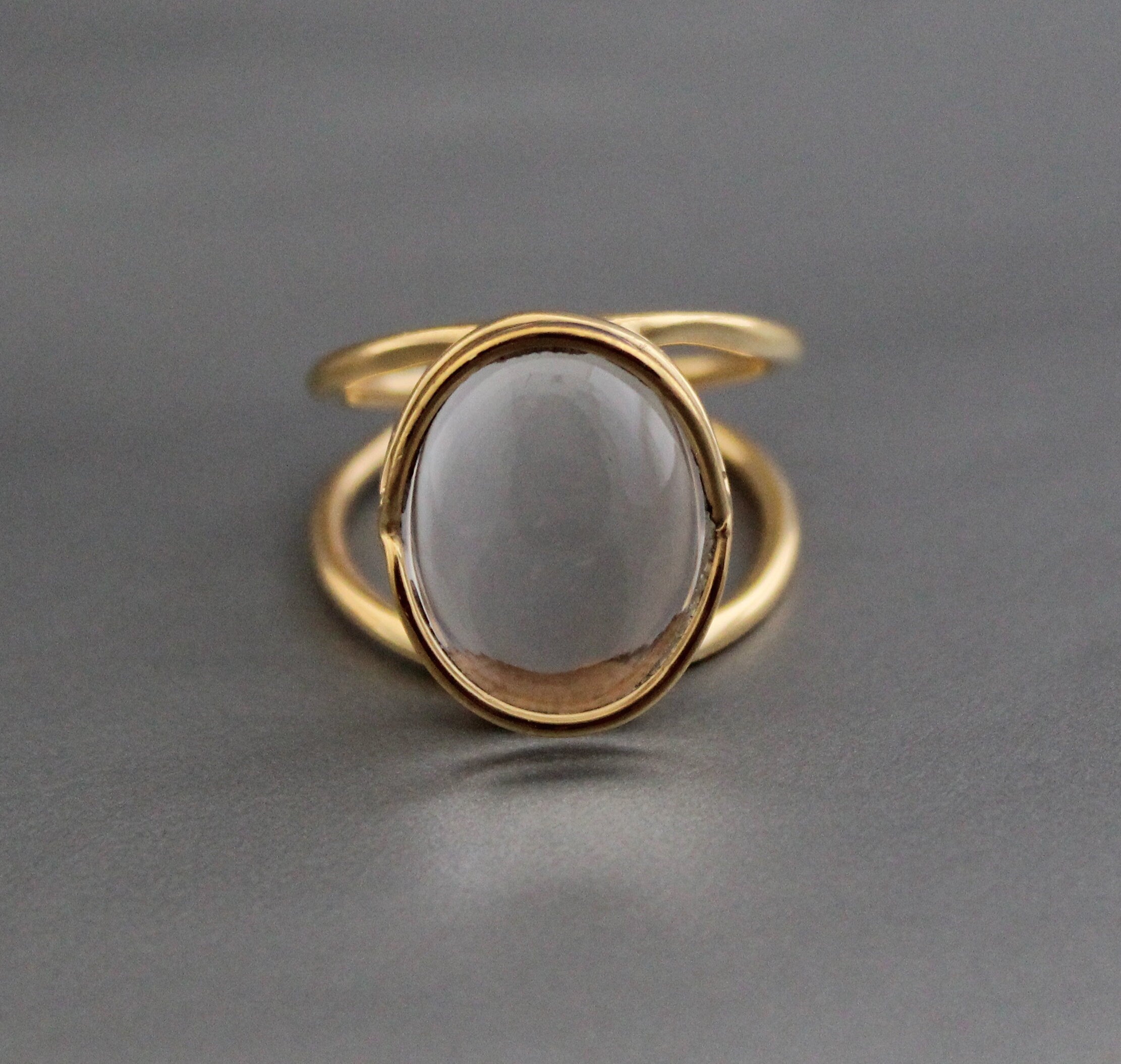 Clear Crystal Ring, 18K Gold Vermiel, Simple Delicate Ring, Modern Rings for Women, Gift for Girfriend, Handmade Jewelry, bridesmaid gift