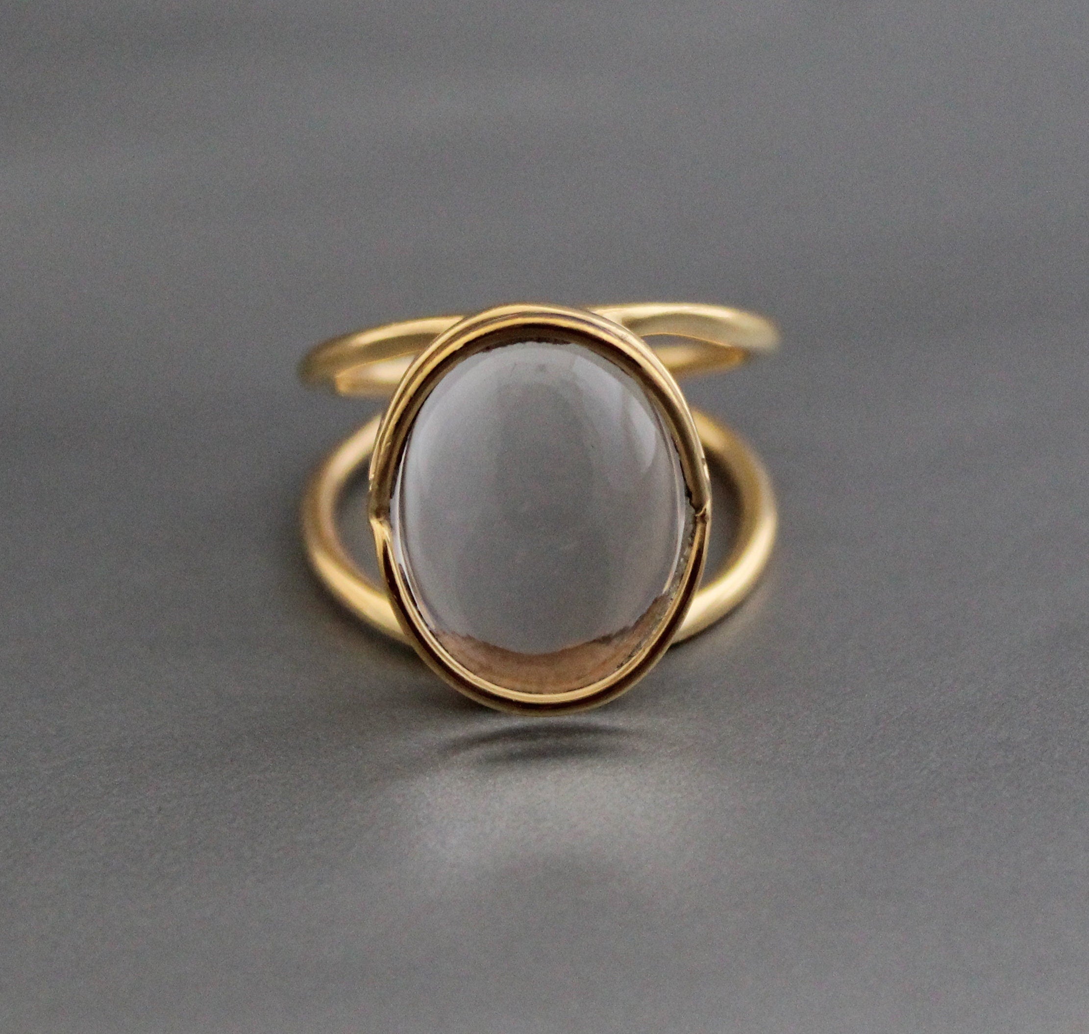 Clear Crystal ring, 925 Sterling Silver Statement Jewelry, 18K Gold Plated Jewelry, Crystal Quartz Cocktail Ring, Genuine Crystal Ring