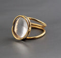 Clear Crystal ring, 925 Sterling Silver Statement Jewelry, 18K Gold Plated Jewelry, Crystal Quartz Cocktail Ring, Genuine Crystal Ring