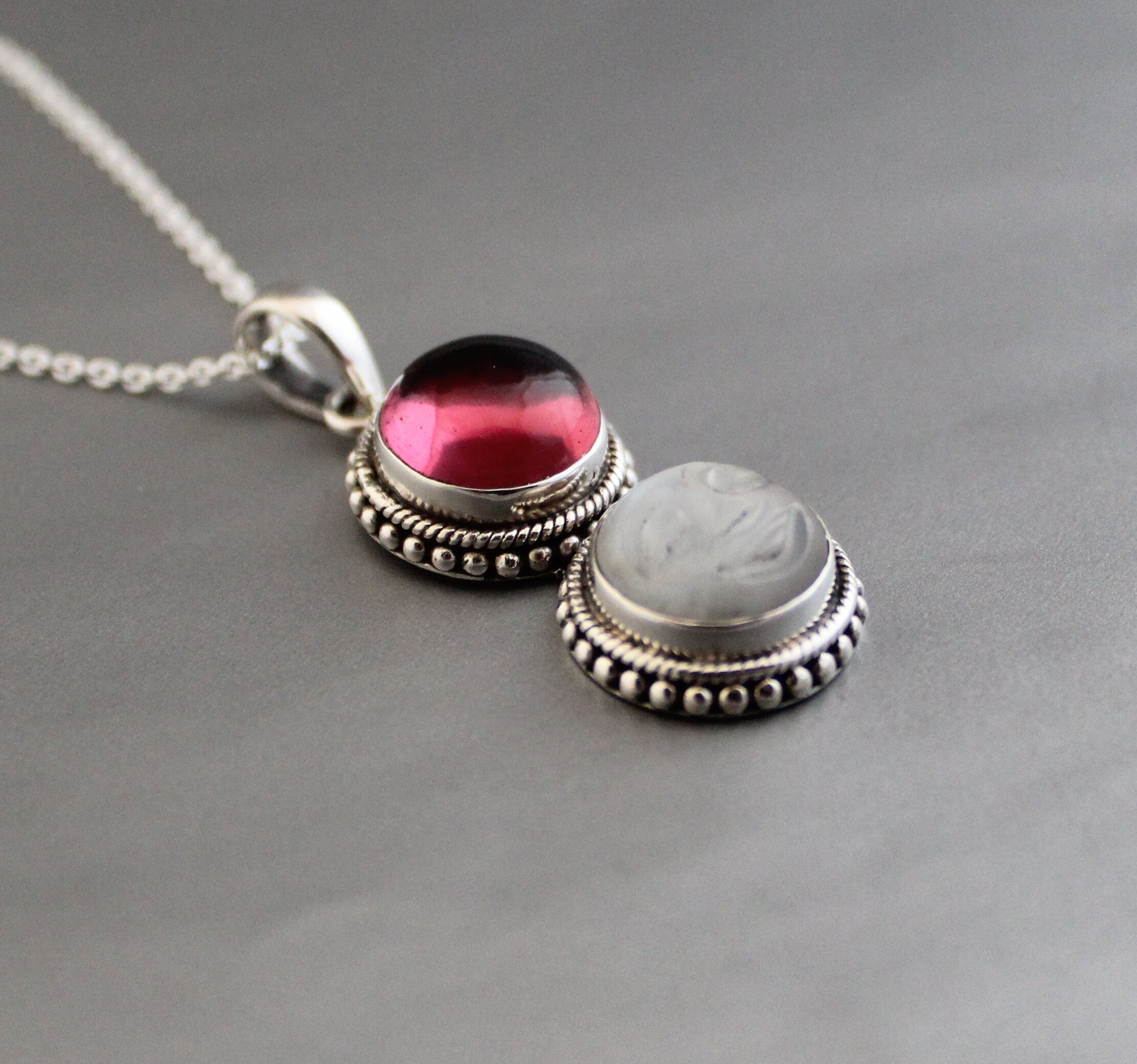 Sterling Silver Moonstone Pendant Necklace, Handmade Gemstone Jewelry, Multi Stone necklace