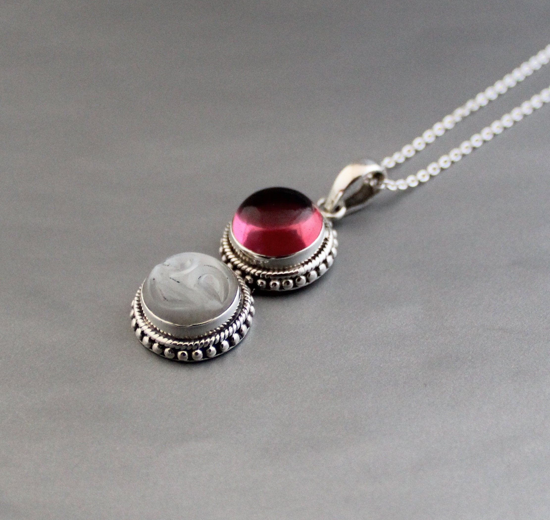 Sterling Silver Moonstone Pendant Necklace, Handmade Gemstone Jewelry, Multi Stone necklace