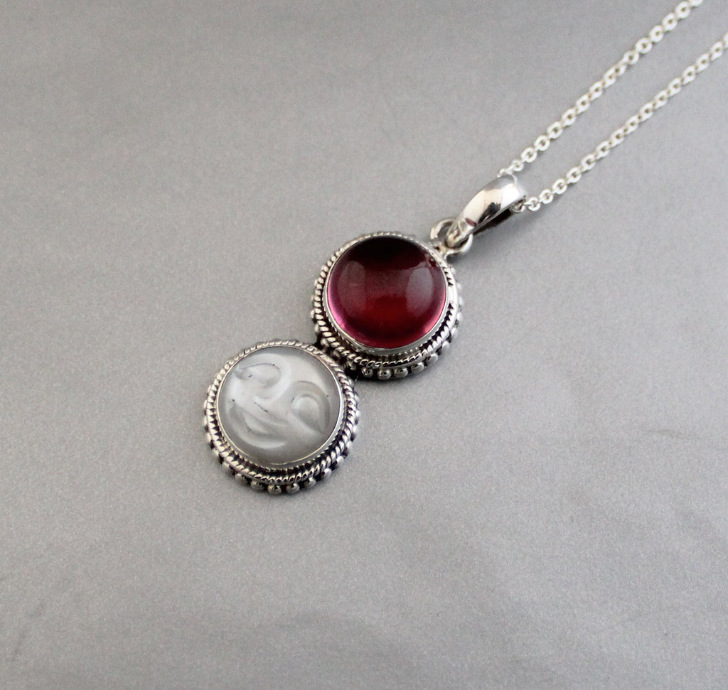 Sterling Silver Moonstone Pendant Necklace, Handmade Gemstone Jewelry, Multi Stone necklace