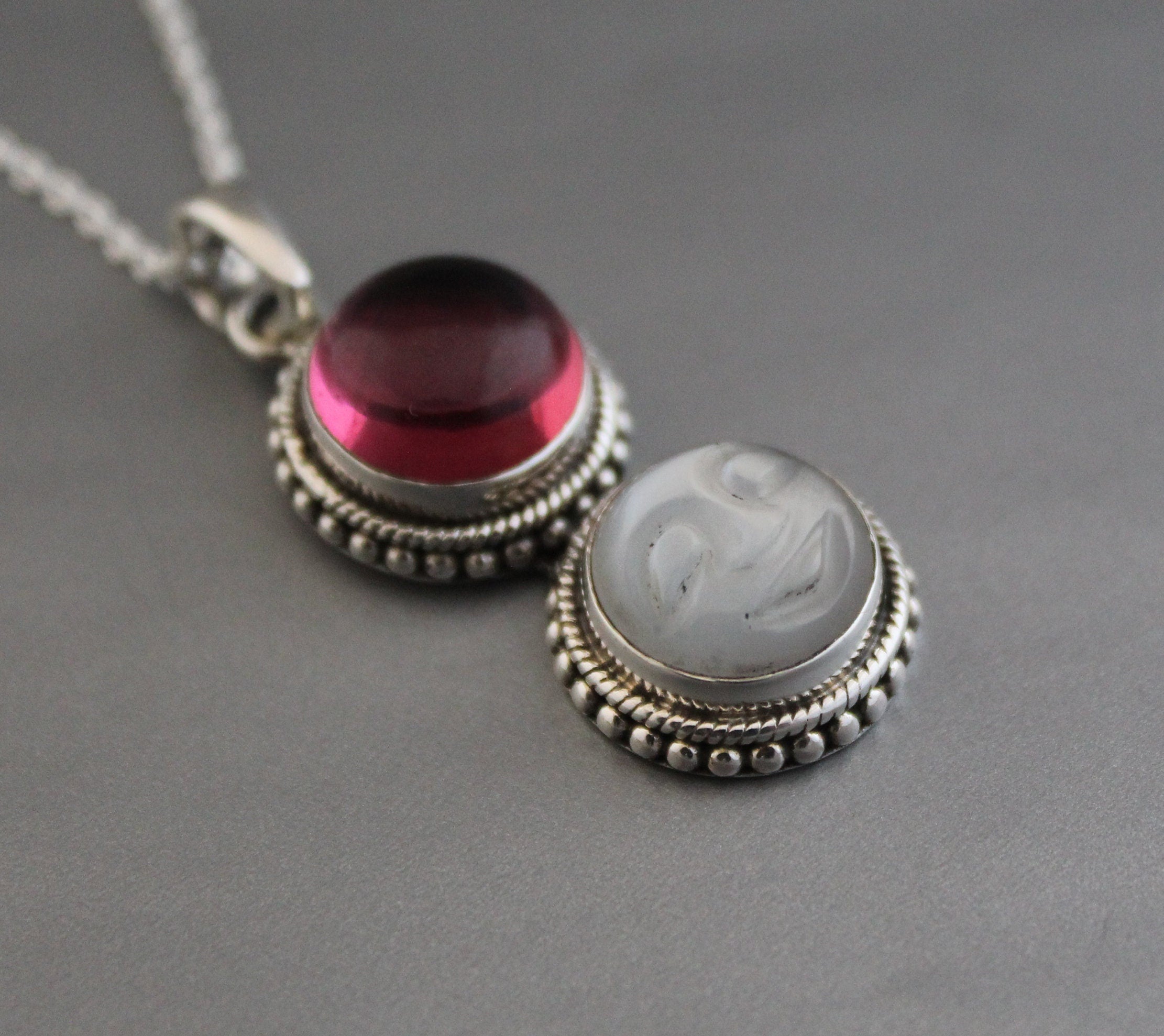Sterling Silver Moonstone Pendant Necklace, Handmade Gemstone Jewelry, Multi Stone necklace