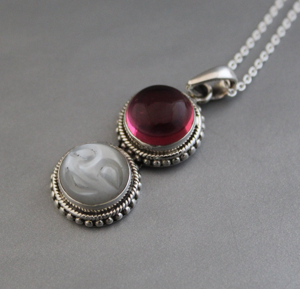 Sterling Silver Moonstone Pendant Necklace, Handmade Gemstone Jewelry, Multi Stone necklace