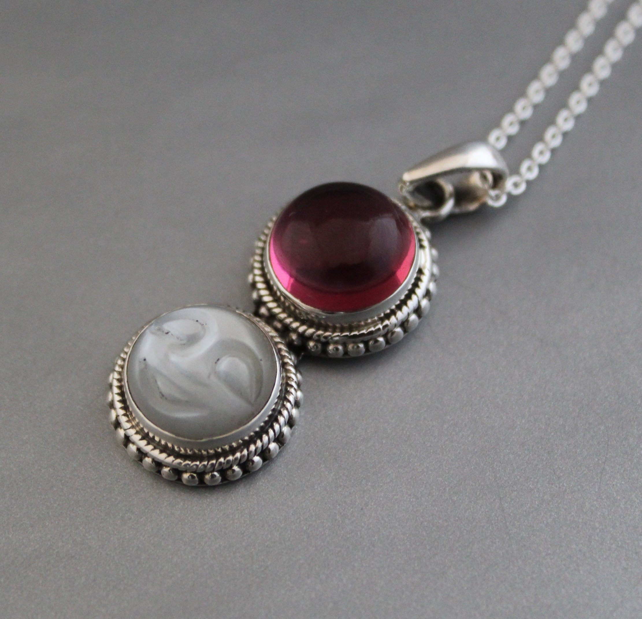 Sterling Silver Moonstone Pendant Necklace, Handmade Gemstone Jewelry, Multi Stone necklace
