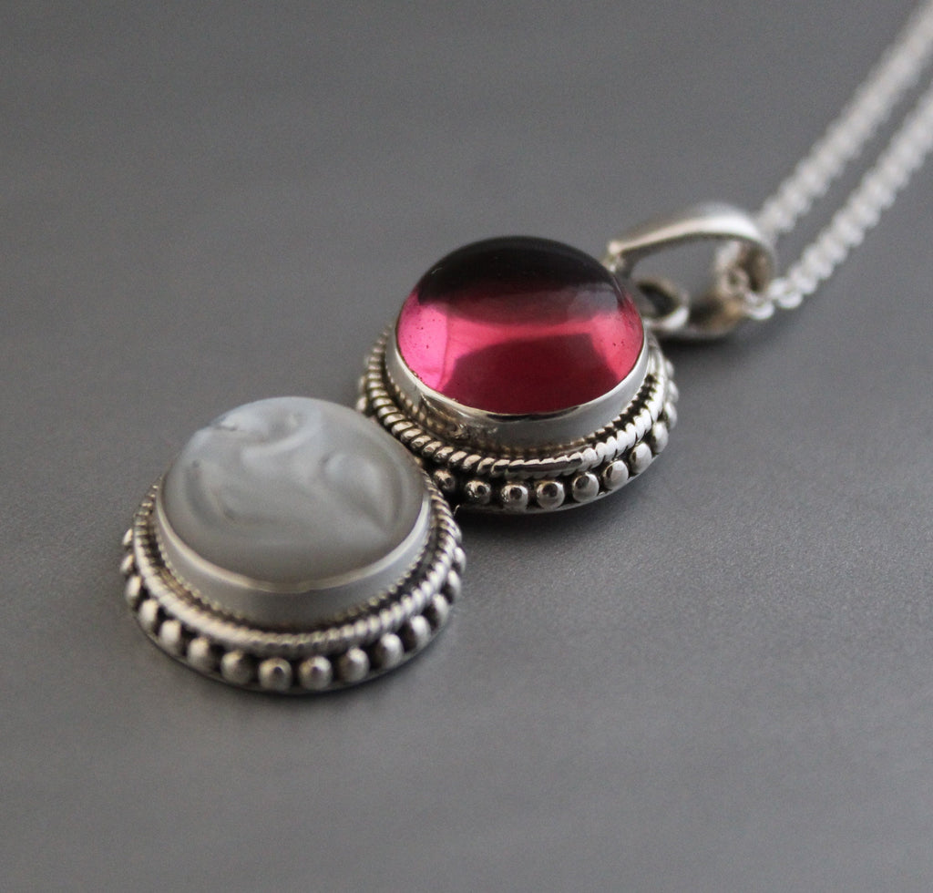 Sterling Silver Moonstone Pendant Necklace, Handmade Gemstone Jewelry, Multi Stone necklace
