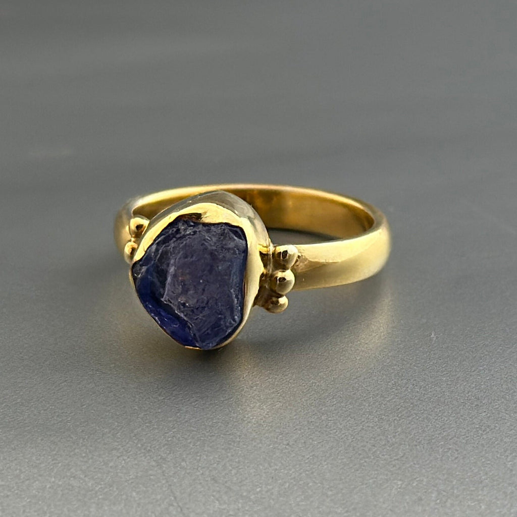 Raw Tanzanite Ring, 18K Gold Vermiel, Handmade Boho Jewelry, Unique Statement Ring, Nature Jewelry, Gift Ring