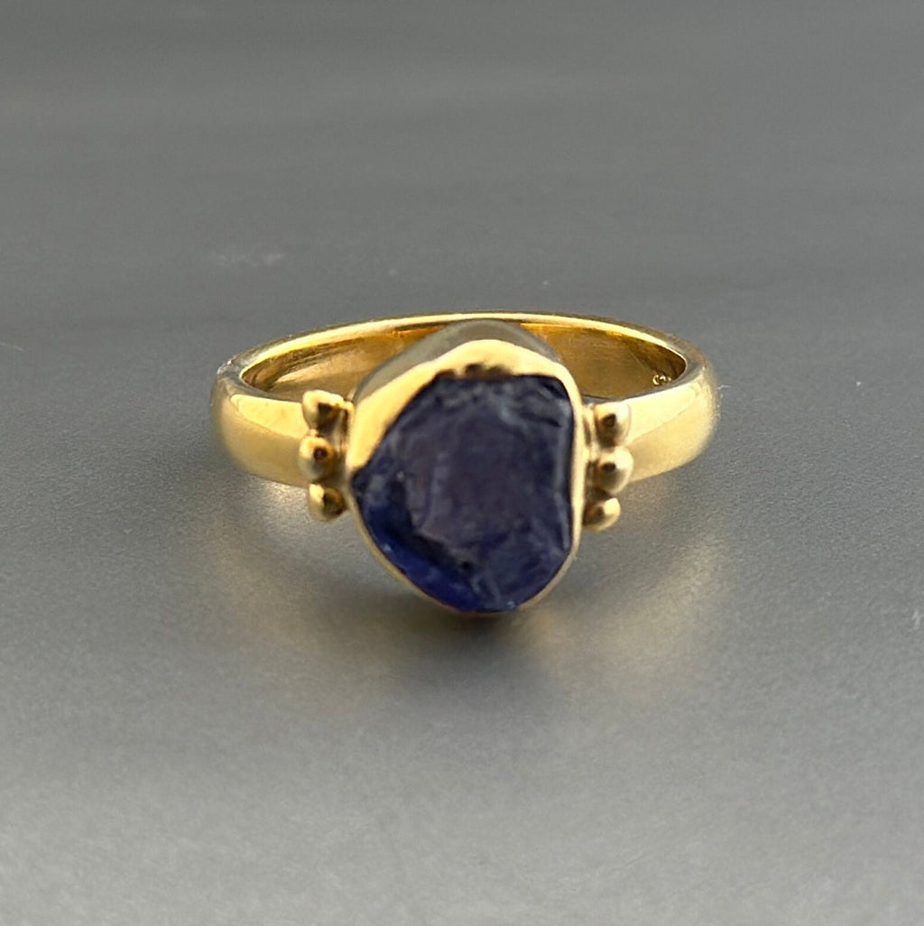 Raw Tanzanite Ring, 18K Gold Vermiel, Handmade Boho Jewelry, Unique Statement Ring, Nature Jewelry, Gift Ring
