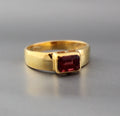 Handmade Garnet Ring, 18k Gold Plated, January Birthstone Jewelry, Genuine Red Garnet Signet Ring 925 Sterling Silver