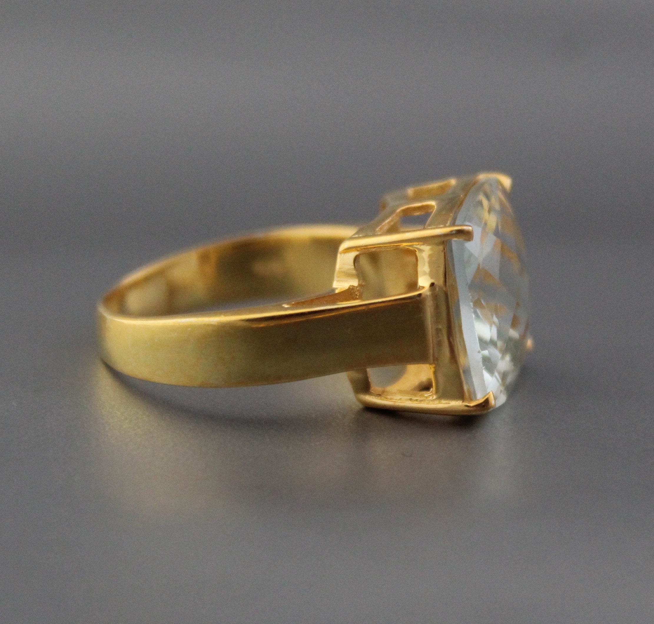 Green Amethyst Ring, Prasiolite Cushion Cut Birthstone Jewelry, 14k Gold Vermeil, Gift For Mother