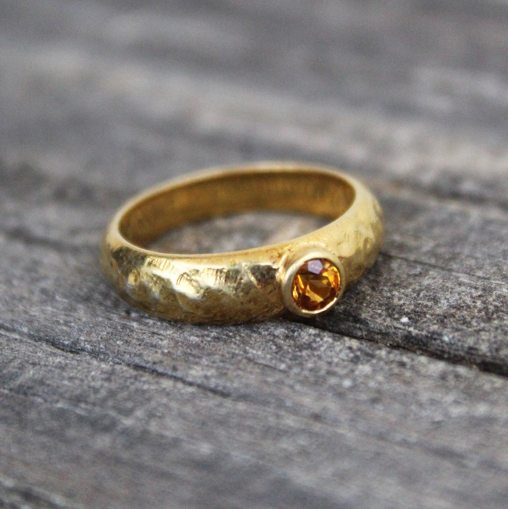Genuine 14k Vermeil Citrine Ring, Wedding Anniversary Gift, Handmade November Birthstone Jewelry, Mothers day gift
