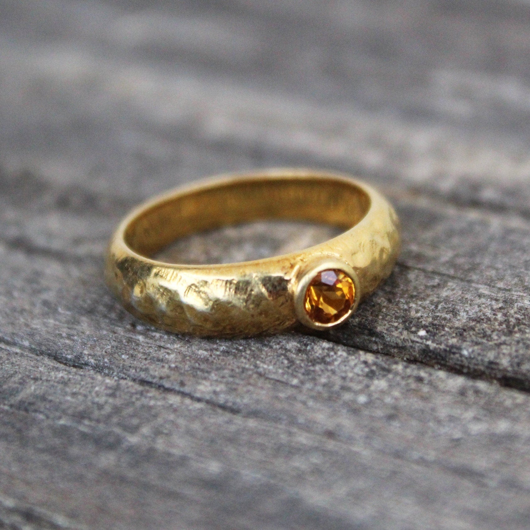 Genuine 14k Vermeil Citrine Ring, Wedding Anniversary Gift, Handmade November Birthstone Jewelry, Mothers day gift