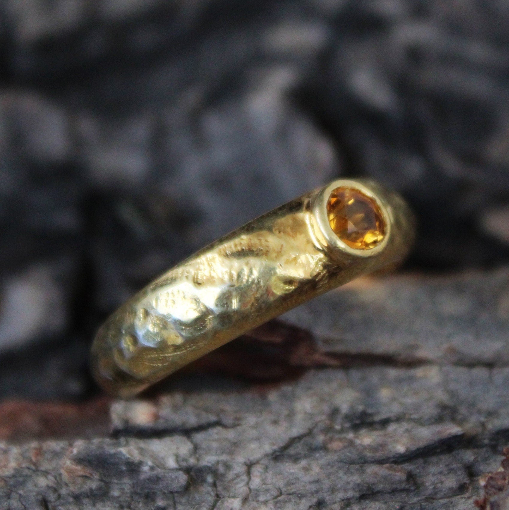 Genuine 14k Vermeil Citrine Ring, Wedding Anniversary Gift, Handmade November Birthstone Jewelry, Mothers day gift