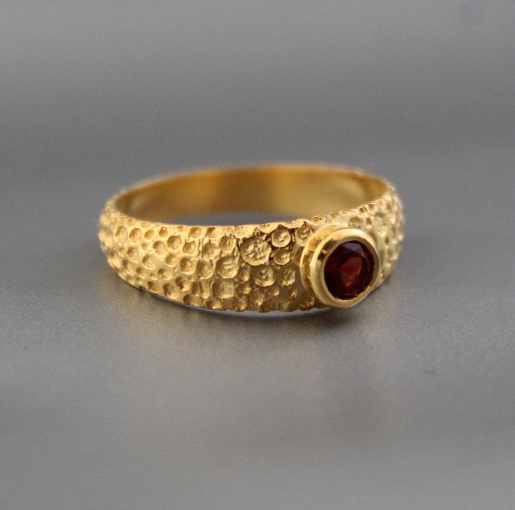 Genuine Red Garnet Signet Ring, Gift for Her, January Birthstone Jewelry, Gold Filled Ring