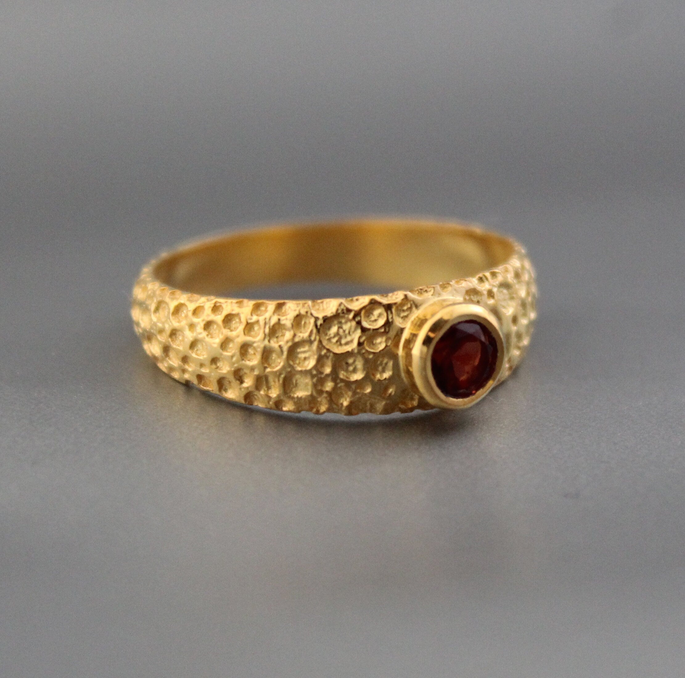 Genuine Red Garnet Signet Ring, Gift for Her, January Birthstone Jewelry, Gold Filled Ring