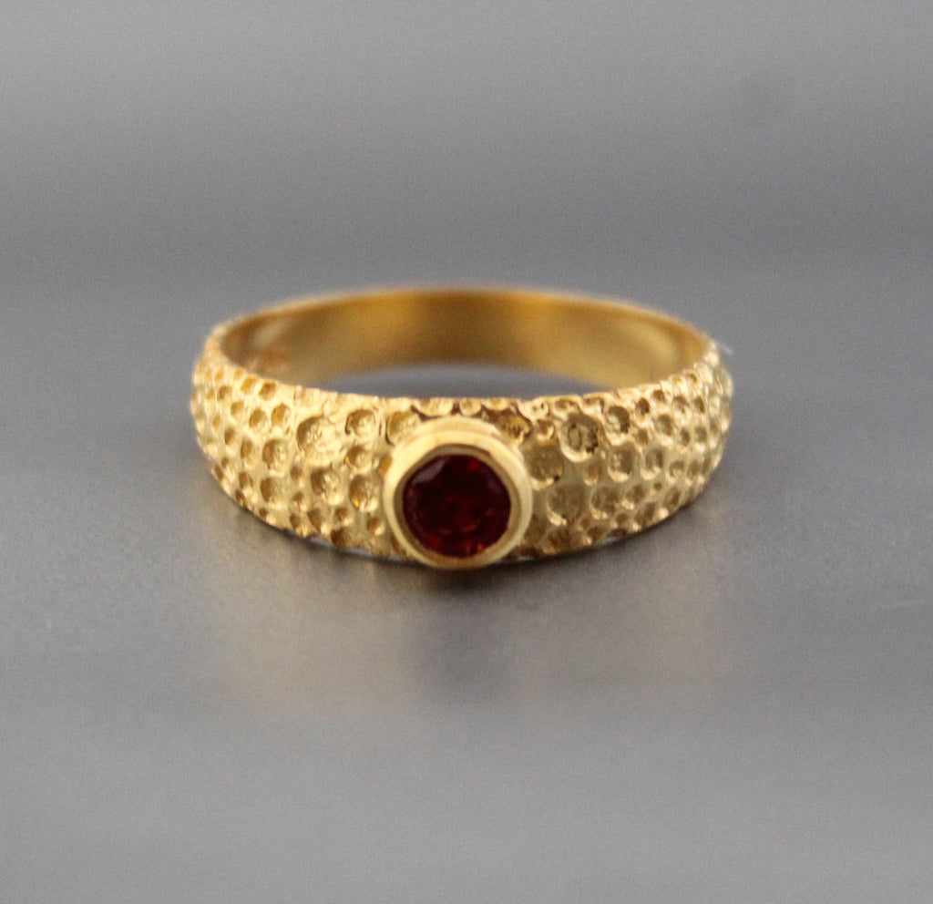 Genuine Red Garnet Signet Ring, Gift for Her, January Birthstone Jewelry, Gold Filled Ring