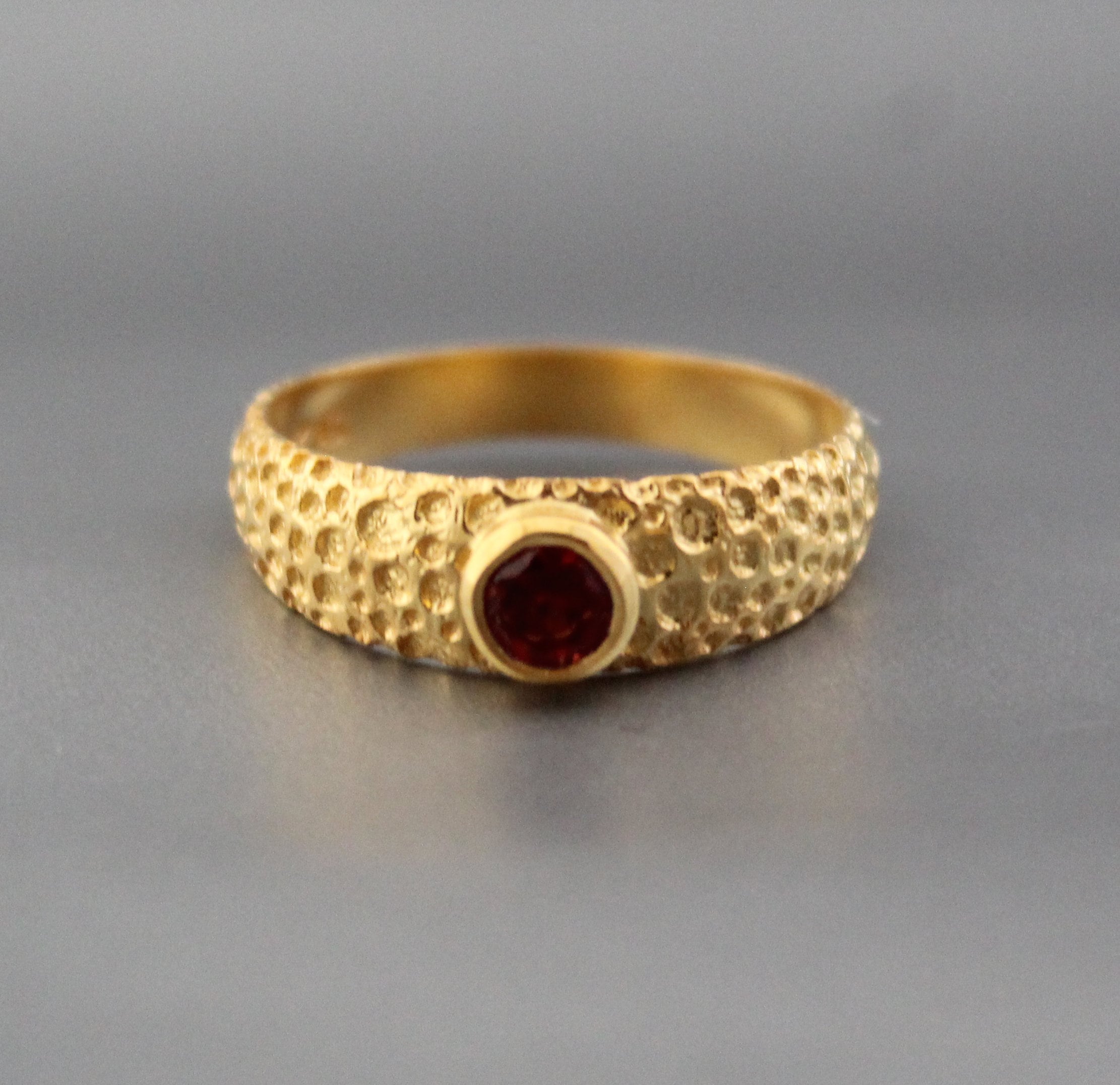 Genuine Red Garnet Signet Ring, Gift for Her, January Birthstone Jewelry, Gold Filled Ring
